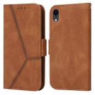 For iPhone XR Embossing Stripe RFID Leather Phone Case(Brown) - 1