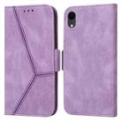 For iPhone XR Embossing Stripe RFID Leather Phone Case(Purple) - 1
