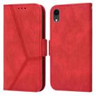 For iPhone XR Embossing Stripe RFID Leather Phone Case(Red) - 1