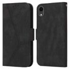 For iPhone XR Embossing Stripe RFID Leather Phone Case(Black) - 1