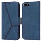 Embossing Stripe RFID Leather Phone Case For iPhone 8 Plus / 7 Plus(Blue) - 1