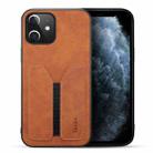 For iPhone 12 mini Denior Elastic Card Slot PU + TPU Phone Case (Brown) - 1