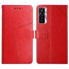 For Tecno Camon 17 Pro HT01 Y-shaped Pattern Flip Leather Phone Case(Red) - 1