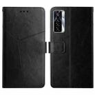 For Tecno Camon 17 Pro HT01 Y-shaped Pattern Flip Leather Phone Case(Black) - 1