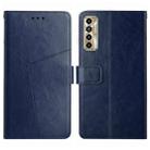 For Tecno Camon 17P HT01 Y-shaped Pattern Flip Leather Phone Case(Blue) - 1