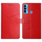 For Tecno Camon 18i HT01 Y-shaped Pattern Flip Leather Phone Case(Red) - 1