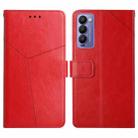 For Tecno Camon 18P HT01 Y-shaped Pattern Flip Leather Phone Case(Red) - 1