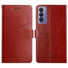 For Tecno Camon 18P HT01 Y-shaped Pattern Flip Leather Phone Case(Brown) - 1