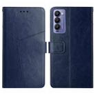 For Tecno Camon 18P HT01 Y-shaped Pattern Flip Leather Phone Case(Blue) - 1