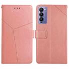 For Tecno Camon 18P HT01 Y-shaped Pattern Flip Leather Phone Case(Pink) - 1