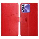 For Tecno Spark 8 HT01 Y-shaped Pattern Flip Leather Phone Case(Red) - 1