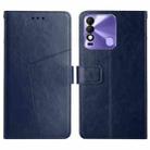 For Tecno Spark 8 HT01 Y-shaped Pattern Flip Leather Phone Case(Blue) - 1