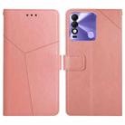 For Tecno Spark 8 HT01 Y-shaped Pattern Flip Leather Phone Case(Pink) - 1