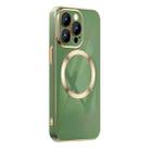 For iPhone 14 6D Gold Plated Magsafe Magnetic Phone Case (Green) - 1