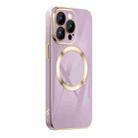 For iPhone 14 Plus 6D Gold Plated Magsafe Magnetic Phone Case (Purple) - 1