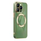 For iPhone 13 Pro Max 6D Gold Plated Magsafe Magnetic Phone Case (Green) - 1