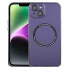 For iPhone 14 Frosted MagSafe Magnetic Phone Case with Lens Film (Purple) - 1