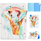 For iPad Pro 11 2020 Sewing Thread TPU Left and Right Flat Leather Tablet Case with Sleep Function & Card Slot & Buckle Anti-skid Strip and Pen Cover(Watercolor Elephant) - 1