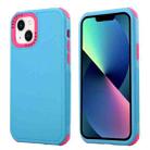 For iPhone 14 3 in 1 Four Corner Shockproof Phone Case (Sky Blue+Rose Red) - 1