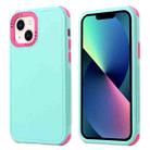 For iPhone 14 Plus 3 in 1 Four Corner Shockproof Phone Case(Gray Green+Rose Red) - 1