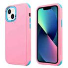 For iPhone 14 Plus 3 in 1 Four Corner Shockproof Phone Case(Pink+Royal Blue) - 1