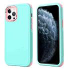 For iPhone 13 3 in 1 Four Corner Shockproof Phone Case(Gray Green+Pink) - 1