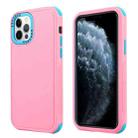 For iPhone 12 3 in 1 Four Corner Shockproof Phone Case(Pink+Royal Blue) - 1