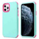 For iPhone 12 Pro 3 in 1 Four Corner Shockproof Phone Case(Gray Green+Rose Red) - 1
