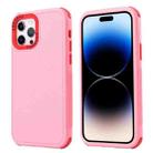 For iPhone 14 Pro Max 3 in 1 Four Corner Shockproof Phone Case (Pink+Red) - 1