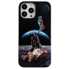 For iPhone 13 Pro Max Frosted Space Astronaut Phone Case (Black) - 1