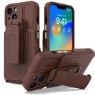 For iPhone 14 Explorer Series Back Clip Holder PC Phone Case (Borwn) - 1