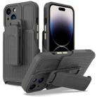 For iPhone 14 Pro Max Explorer Series Back Clip Holder PC Phone Case (Grey) - 1