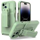 For iPhone 14 Pro Max Explorer Series Back Clip Holder PC Phone Case (Cyan) - 1