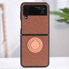 For Samsung Galaxy Z Flip4 Cloth Texture TPU Phone Case with Ring Holder(Brown) - 1