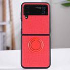 For Samsung Galaxy Z Flip4 Cloth Texture TPU Phone Case with Ring Holder(Red) - 1