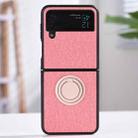 For Samsung Galaxy Z Flip4 Cloth Texture TPU Phone Case with Ring Holder(Pink) - 1