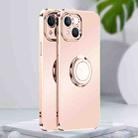 For iPhone 14 Plus Electroplated Frosted Ring Phone Case (Light Pink) - 1