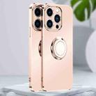 For iPhone 14 Pro Max Electroplated Frosted Ring Phone Case (Light Pink) - 1