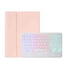 OP11-BS Lambskin Texture Ultra-thin Bluetooth Keyboard Leather Case with Backlight For OPPO Pad 11 inch(Pink) - 1