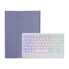 OP11-BS Lambskin Texture Ultra-thin Bluetooth Keyboard Leather Case with Backlight For OPPO Pad 11 inch(Purple) - 1