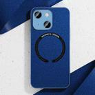 For iPhone 14 Leather Electroplated Magsafe Case (Navy Blue) - 1