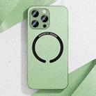 For iPhone 14 Pro Max Leather Electroplated Magsafe Case (Green) - 1