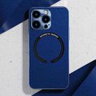 For iPhone 12 Pro Leather Electroplated Magsafe Case(Navy Blue) - 1