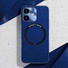 For iPhone 11 Leather Electroplated Magsafe Case (Navy Blue) - 1