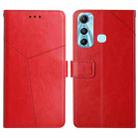 For Infinix Hot 11 HT01 Y-shaped Pattern Flip Leather Phone Case(Red) - 1
