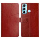 For Infinix Hot 11 HT01 Y-shaped Pattern Flip Leather Phone Case(Brown) - 1