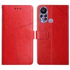 For Infinix Hot 11s HT01 Y-shaped Pattern Flip Leather Phone Case(Red) - 1