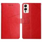 For Infinix Hot 12 Play HT01 Y-shaped Pattern Flip Leather Phone Case(Red) - 1