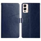 For Infinix Hot 12 Play HT01 Y-shaped Pattern Flip Leather Phone Case(Blue) - 1