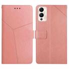 For Infinix Hot 12 Play HT01 Y-shaped Pattern Flip Leather Phone Case(Pink) - 1